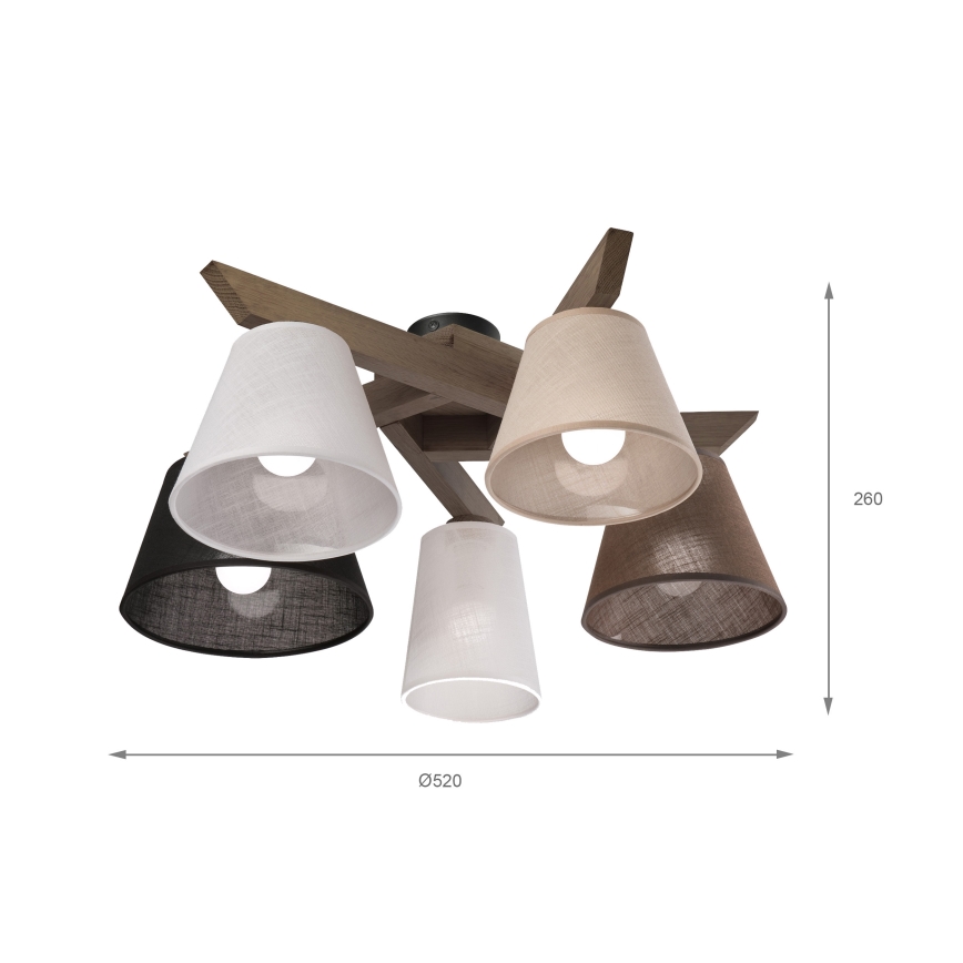 Brilagi - LED  Plafonnier ANTHONY 5xE14/40W/230V chêne noyer