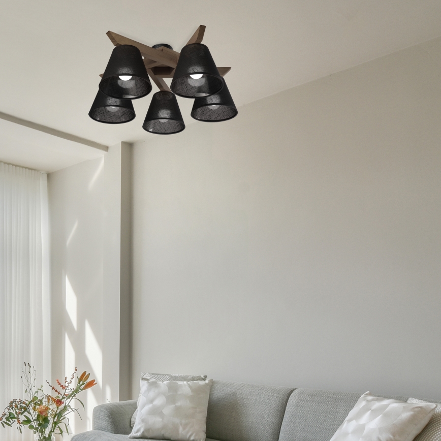 Brilagi - LED  Plafonnier ANTHONY 5xE14/40W/230V chêne noyer/noir