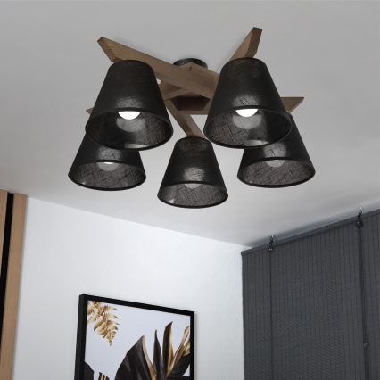 Brilagi - LED  Plafonnier ANTHONY 5xE14/40W/230V chêne noyer/noir