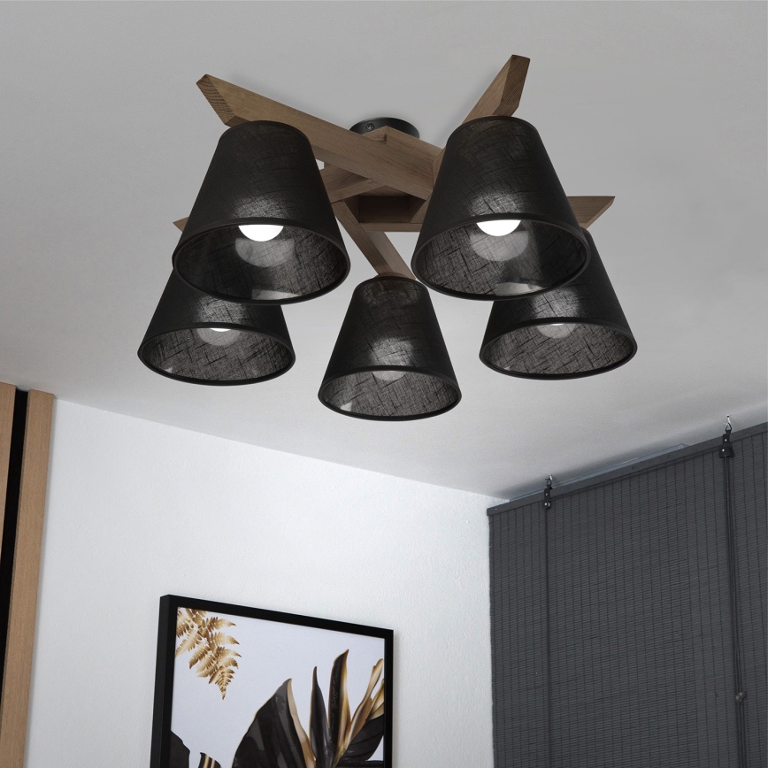 Brilagi - LED  Plafonnier ANTHONY 5xE14/40W/230V chêne noyer/noir