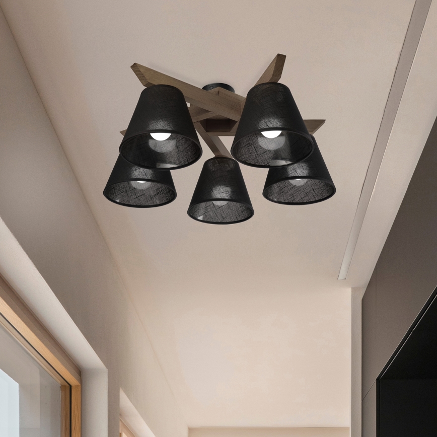 Brilagi - LED  Plafonnier ANTHONY 5xE14/40W/230V chêne noyer/noir