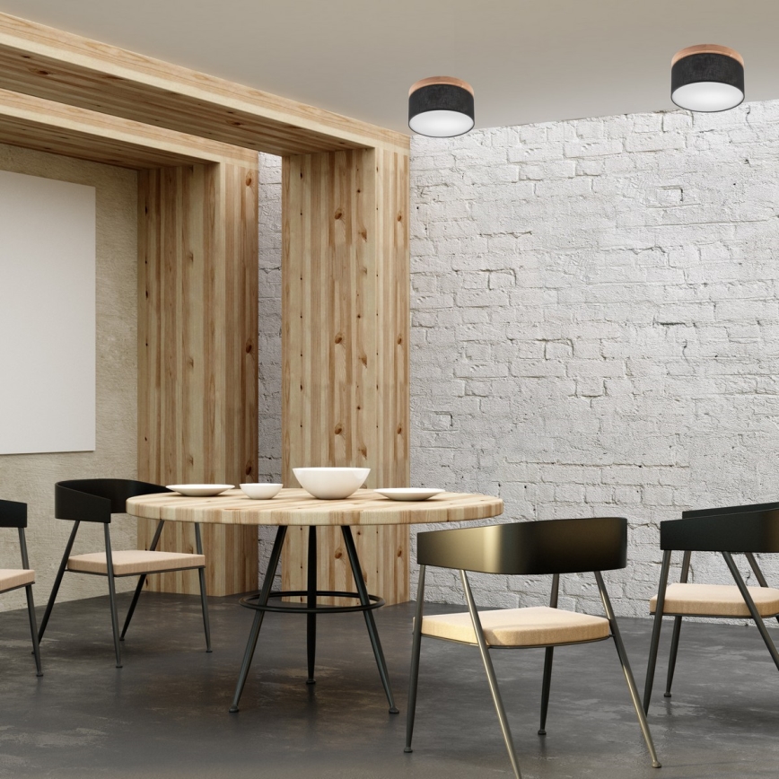 Brilagi - LED Plafonnier BELLADONNA 1xE27/15W/230V d.30 cm noir/chêne