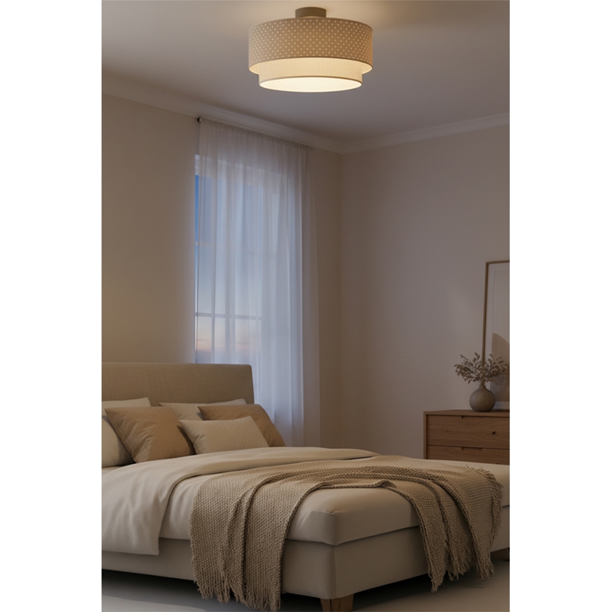 Brilagi - Plafonnier LED BOHO BOBO 1xE27/60W/230V Ø 40 cm, à pois beige/crème