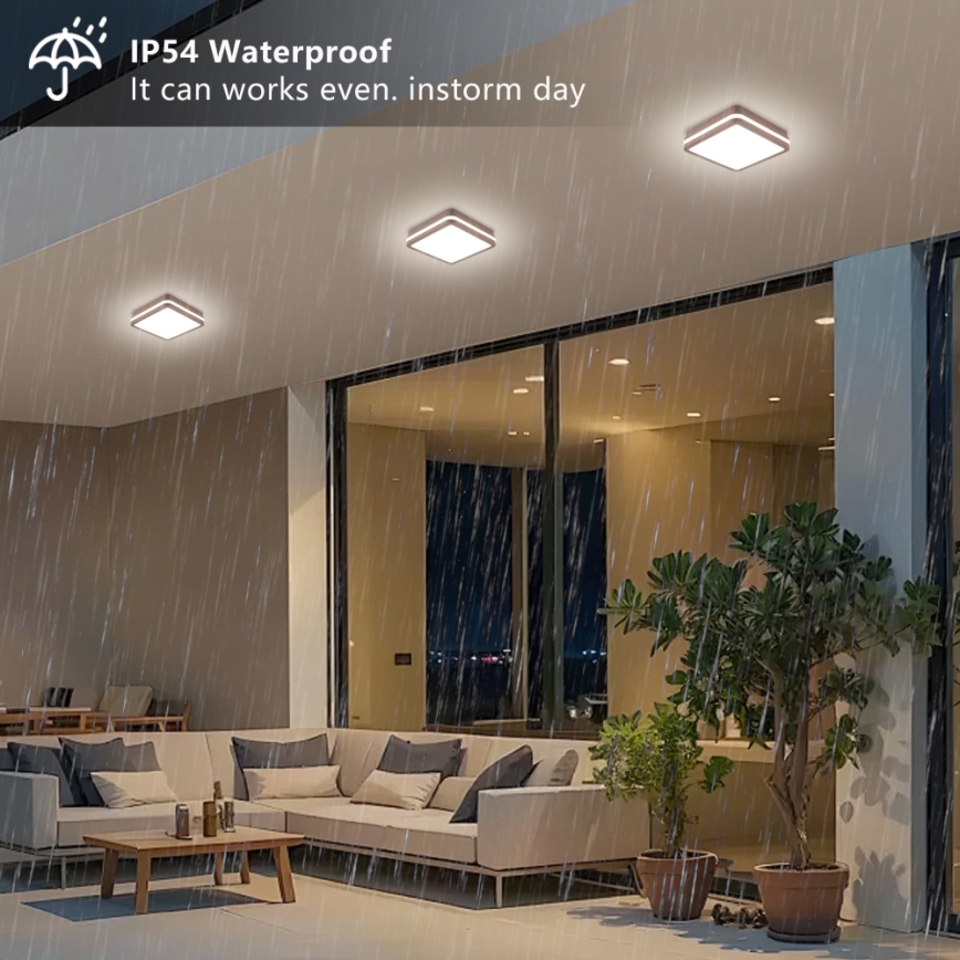 Brilagi - Plafonnier extérieur LED BENE LED/18W/230V 21,5x21,5 cm marron IP54