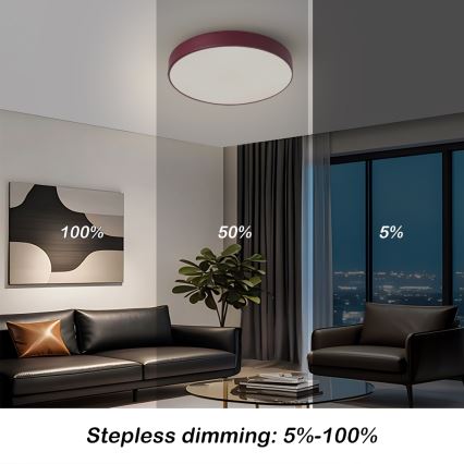 Brilagi - Plafonnier LED dimmable POOL LED/36W/230V 3000–6000K Ø 30 cm bordeaux + télécommande