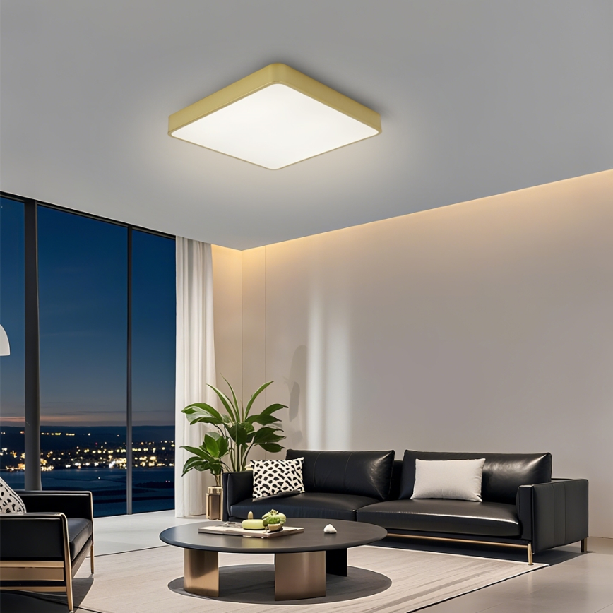 Brilagi - plafonnier LED dimmable POOL LED/36W/230V 3000-6000K 40x40 cm doré + télécommande