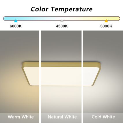 BRILAGI - plafonnier LED dimmable POOL SQUARE LED/36W/230V 3000-6000K 40x40 cm doré + télécommande