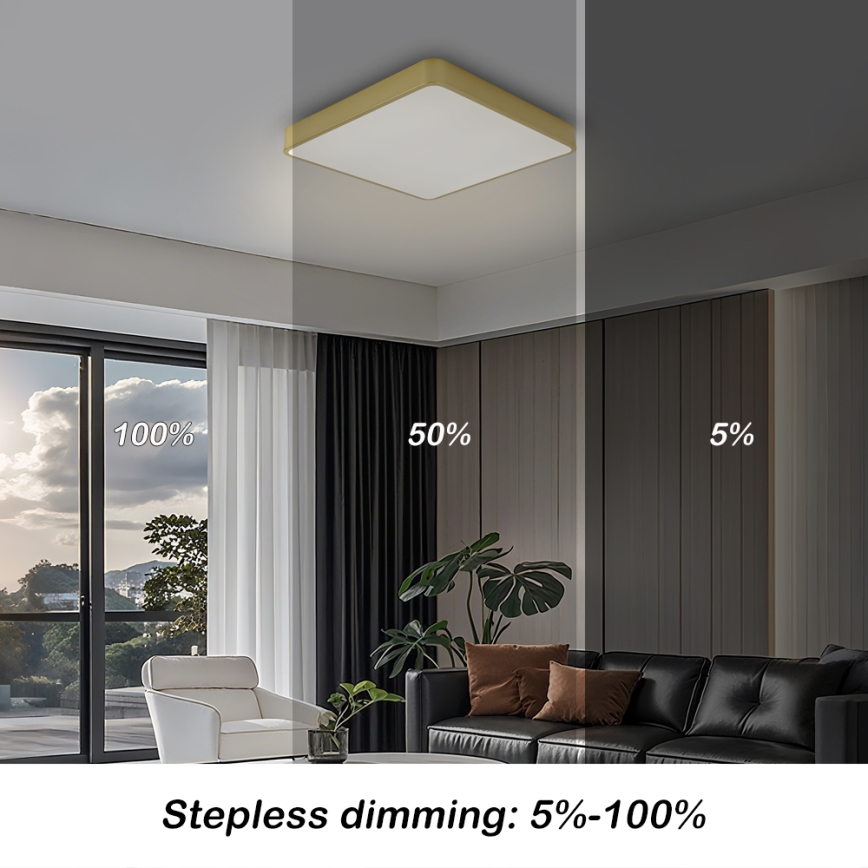 BRILAGI - plafonnier LED dimmable POOL SQUARE LED/36W/230V 3000-6000K 40x40 cm doré + télécommande