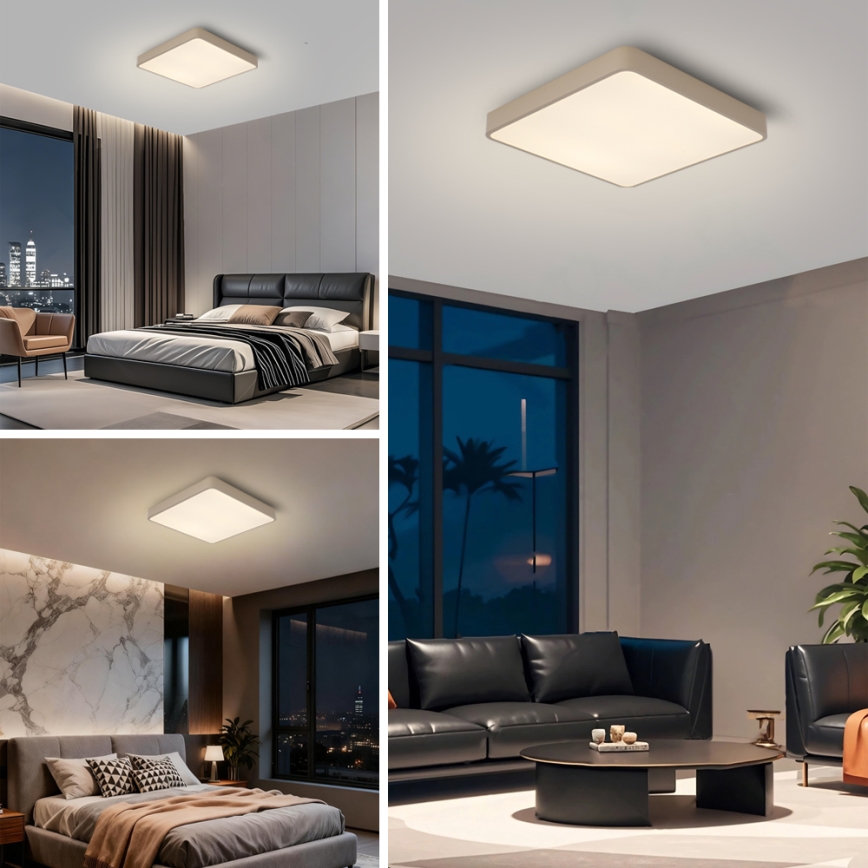 BRILAGI - Plafonnier LED dimmable POOL SQUARE LED/48W/230V 3000-6000K 50x50 cm beige + télécommande