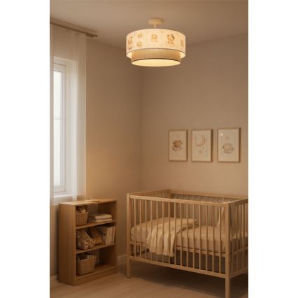 Brilagi-LED Plafonnier en saillie pour enfants BOBO 1xE27/60W/230V Ø 40 cm blanc/beige/ourson