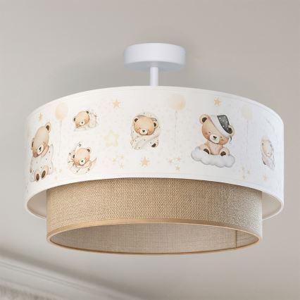 Brilagi-LED Plafonnier en saillie pour enfants BOBO 1xE27/60W/230V Ø 40 cm blanc/beige/ourson