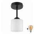 BRILAGI - LED Plafonnier en saillie RETRO GLASS 1xE27/60W/230V Ø 10 cm noir/blanc