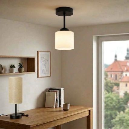 BRILAGI - LED Plafonnier en saillie RETRO GLASS 1xE27/60W/230V Ø 10 cm noir/blanc