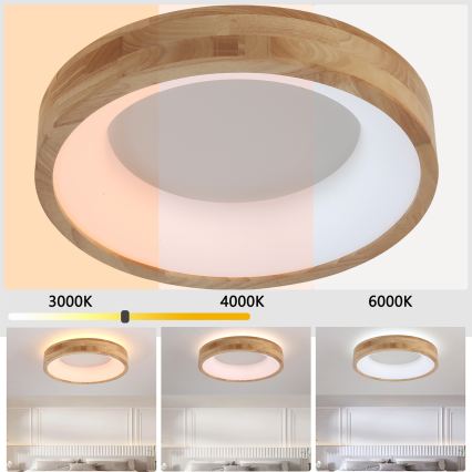 Brilagi - Plafonnier LED FALCON WOOD LED/30W/230V 3000/4000/6000K Ø 45 cm en bois