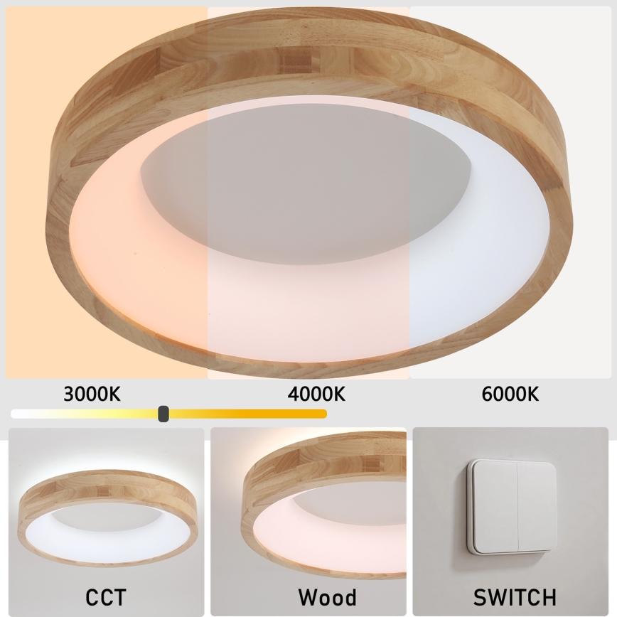 Brilagi - Plafonnier LED FALCON WOOD LED/30W/230V 3000/4000/6000K Ø 45 cm en bois