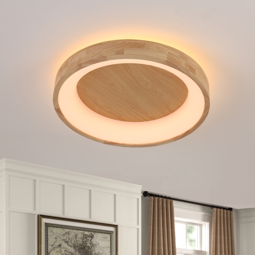 Brilagi - Plafonnier LED FALCON WOOD, 40 W, 230 V, 3000/4000/6000 K, Ø 60 cm, finition bois