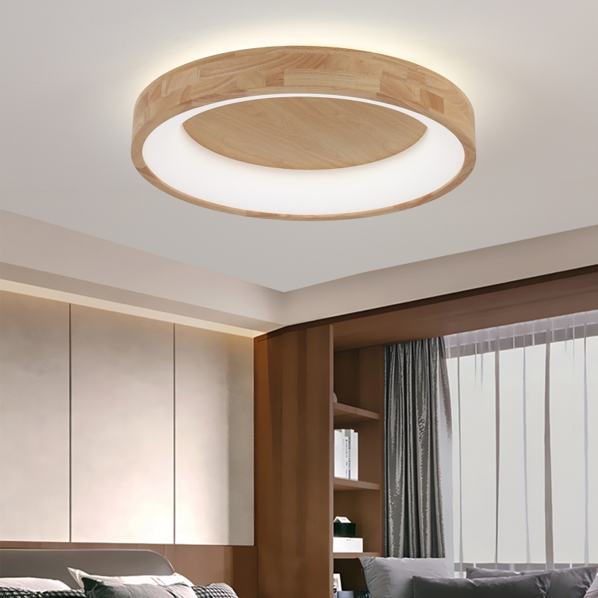 Brilagi - Plafonnier LED FALCON WOOD, 40 W, 230 V, 3000/4000/6000 K, Ø 60 cm, finition bois