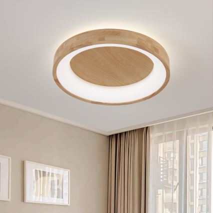 Brilagi - Plafonnier LED FALCON WOOD, 40 W, 230 V, 3000/4000/6000 K, Ø 60 cm, finition bois