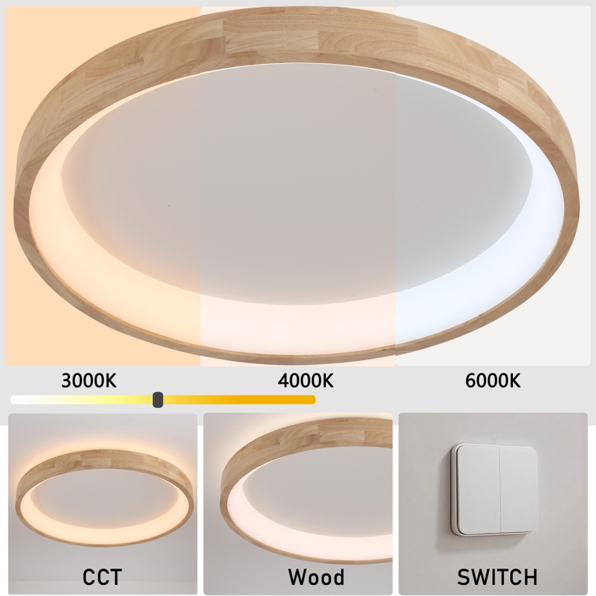Brilagi - Plafonnier LED FALCON WOOD LED/60W/230V 3000/4000/6000K Ø 80 cm bois