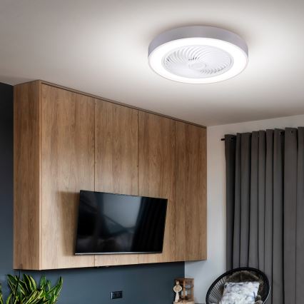 Brilagi - Plafonnier LED dimmable avec ventilateur LED/30W/230V 3000-6500K Ø 50 cm blanc + télécommande