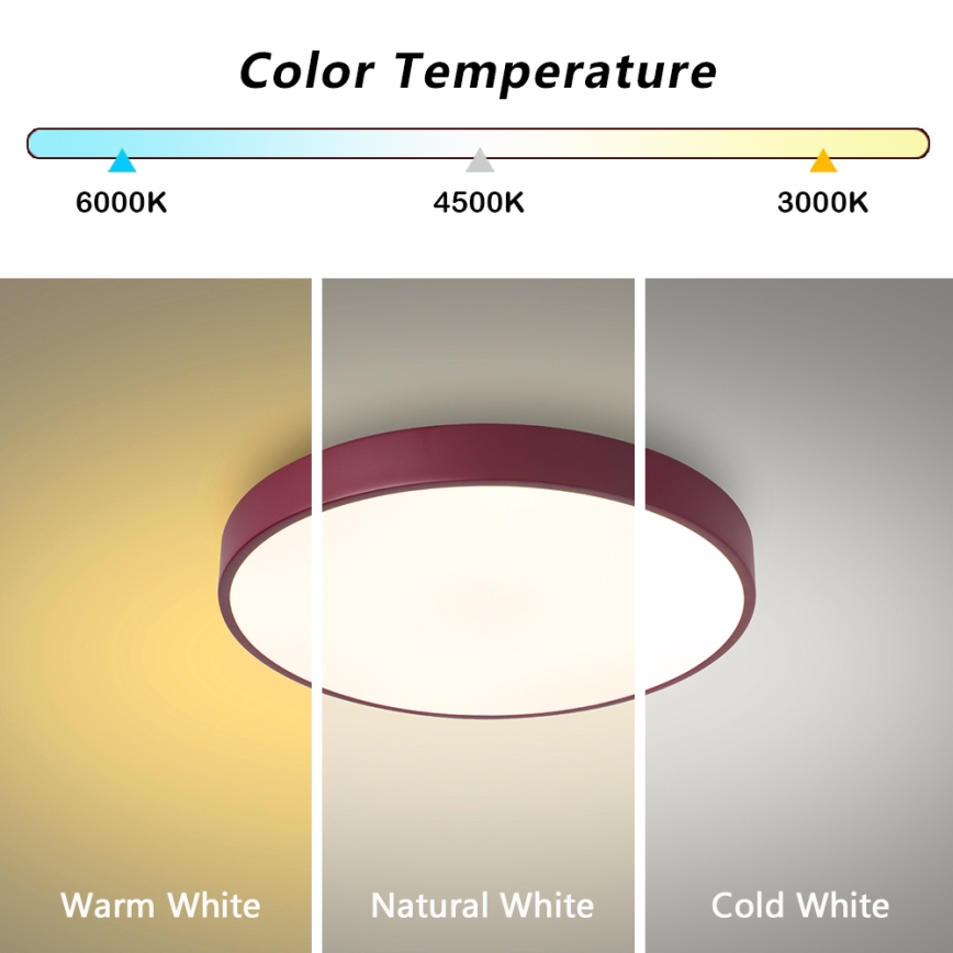 Brilagi - Plafonnier LED POOL/48W/230V 3000/4000/6000K diam. 40 cm bordeaux