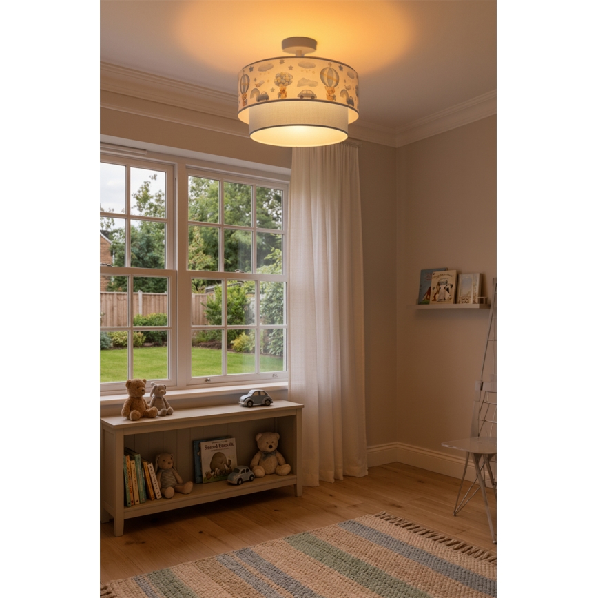 Brilagi - Plafonnier LED enfant en saillie BOBO 1xE27/60W/230V Ø 40 cm crème/bleu/oursons