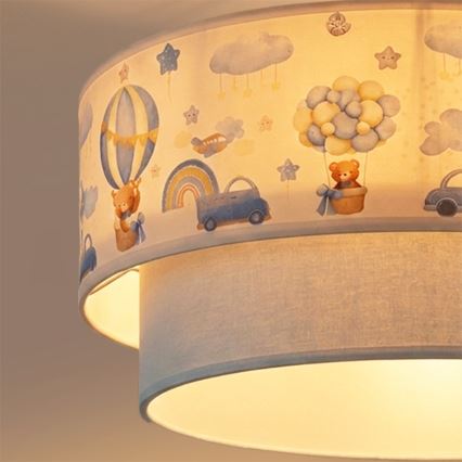 Brilagi - Plafonnier LED enfant en saillie BOBO 1xE27/60W/230V Ø 40 cm crème/bleu/oursons