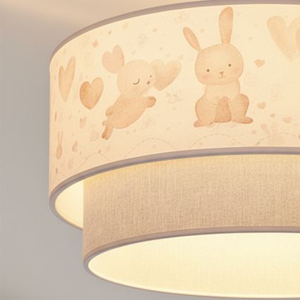 Brilagi - Plafonnier LED en saillie pour enfants BOBO 1xE27/60W/230V Ø 40 cm crème/gris/motifs lapins