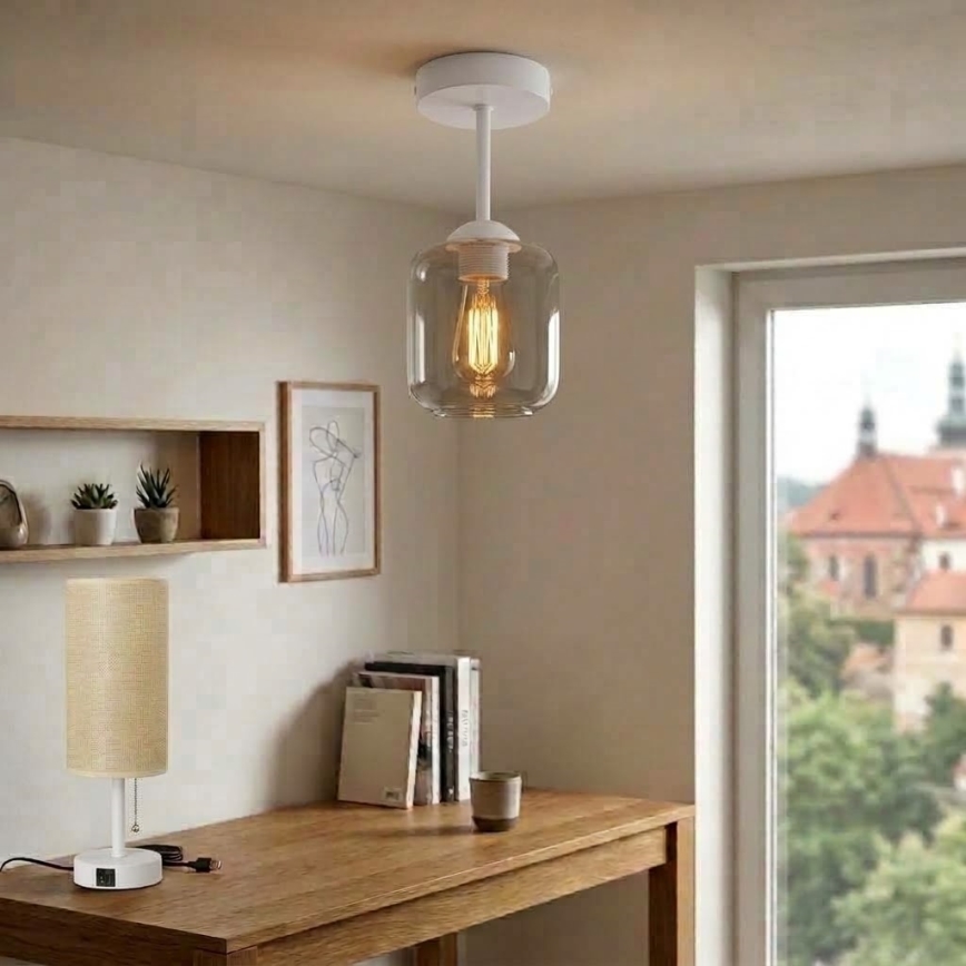 BRILAGI - LED Plafonnier en saillie RETRO GLASS 1xE27/60W/230V Ø 14 cm blanc/gris fumé