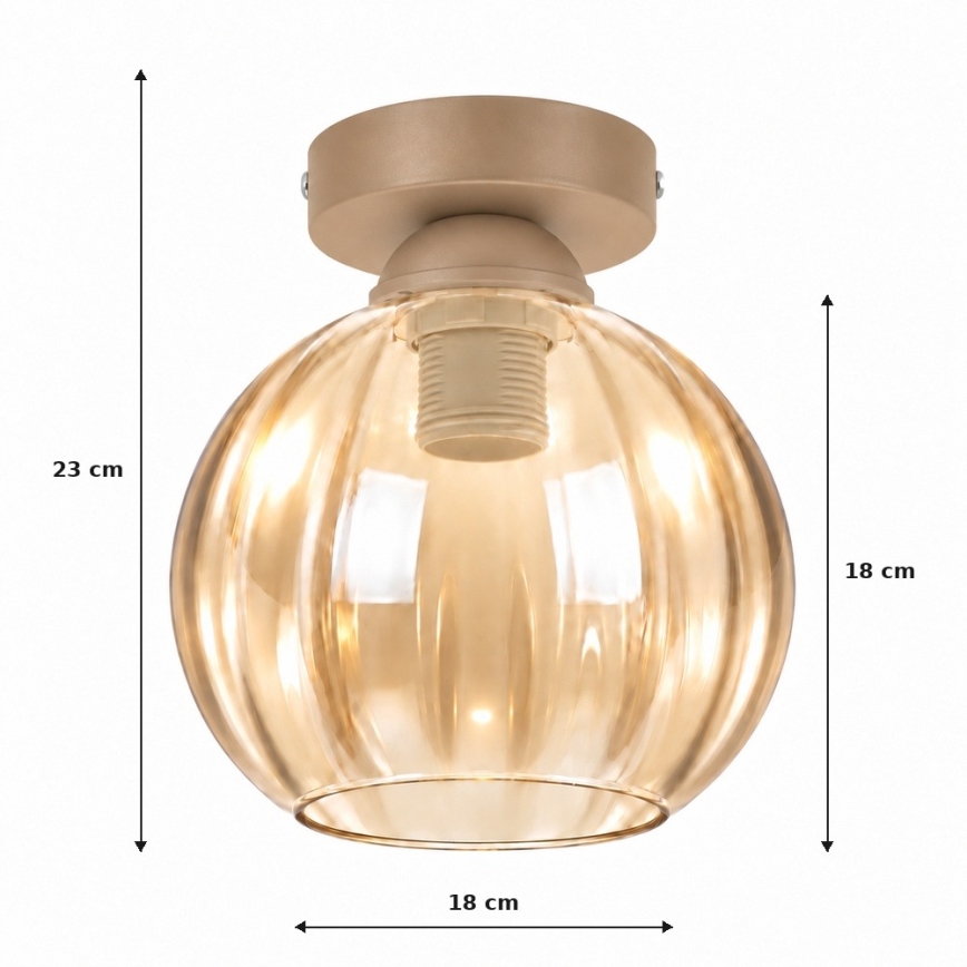 BRILAGI - Plafonnier LED RETRO GLASS 1xE27/60W/230V Ø 18 cm beige/beige fumé