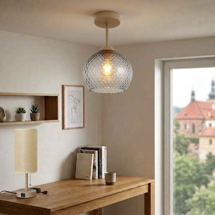 BRILAGI - plafonnier LED RETRO GLASS 1xE27/60W/230V Ø 18 cm beige/gris fumé