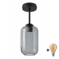 BRILAGI - LED Plafonnier RETRO GLASS 1xE27/60W/230V Ø 14 cm noir/gris fumé
