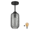 BRILAGI - LED Plafonnier RETRO GLASS 1xE27/60W/230V Ø 14 cm noir/gris fumé