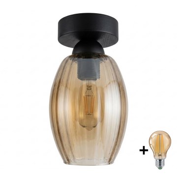 BRILAGI - LED Plafonnier RETRO GLASS 1xE27/60W/230V Ø 17 cm noir/beige fumé