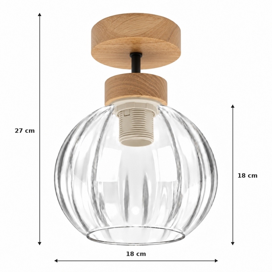 BRILAGI - LED Plafonnier RETRO GLASS 1xE27/60W/230V Ø 18 cm chêne/transparent