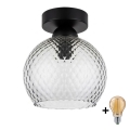 BRILAGI - LED Plafonnier RETRO GLASS 1xE27/60W/230V Ø 18 cm noir/gris fumé
