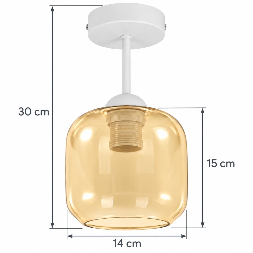 BRILAGI - LED opbouwplafondlamp RETRO GLASS 1xE27/60W/230V Ø 14 cm wit/gerookt beige