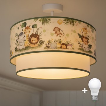 Brilagi - LED plafonnière voor kinderen BOBO 1xE27/10W/230V Ø 40 cm crème/groen/jungle