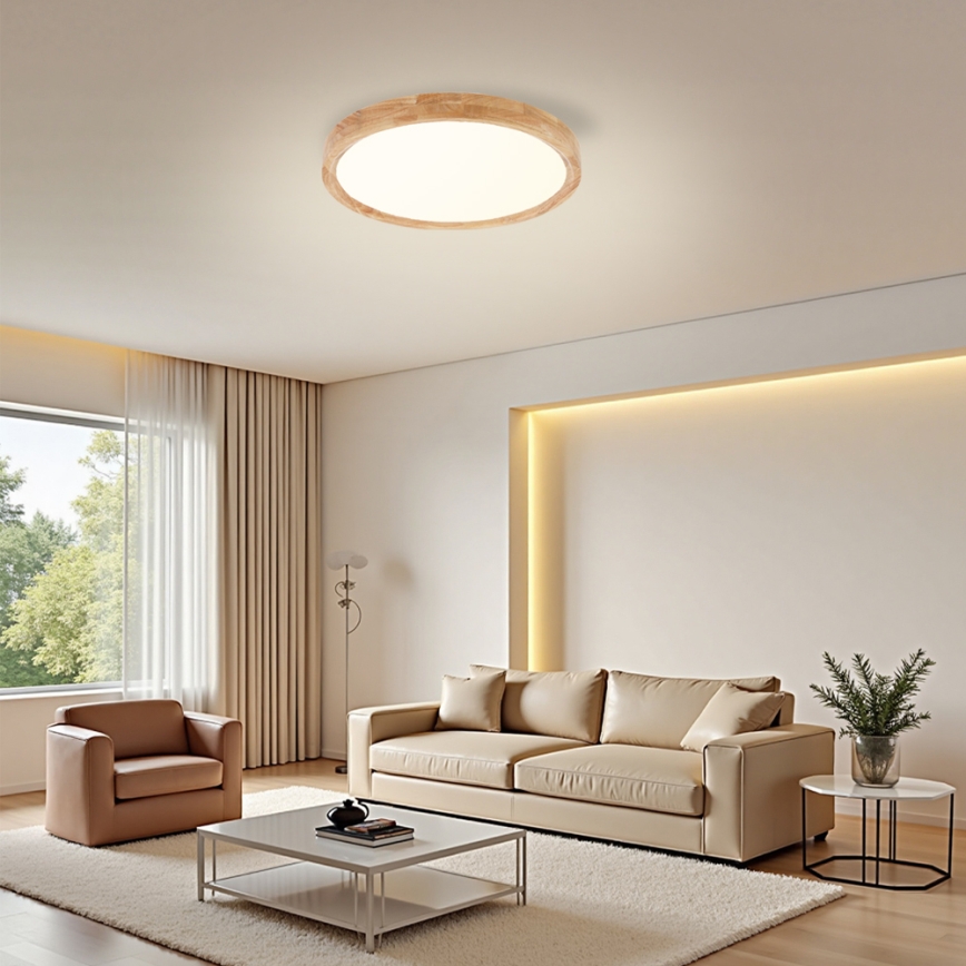 Brilagi - LED plafondlamp WOODROUND LED/30W/230V 3000/4000/6000K Ø 40 cm hout CRI 90