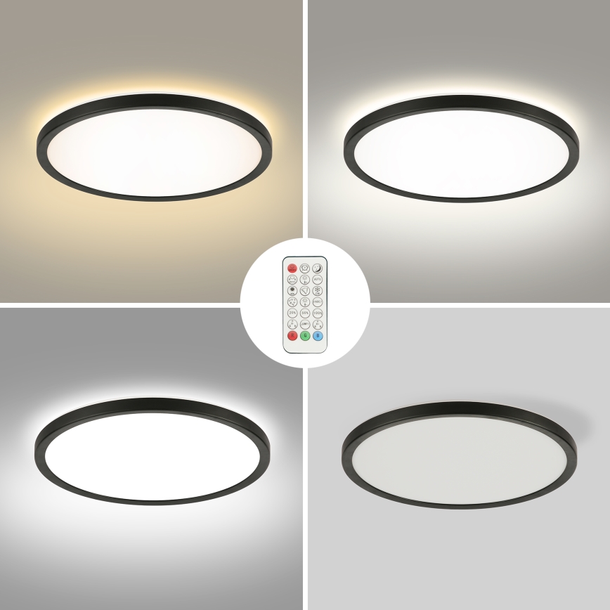 Brilagi - LED RGBW dimbare plafondlamp ULTRA SLIM LED/18W/230V 2700-6500K Ø 30 cm zwart + afstandsbediening