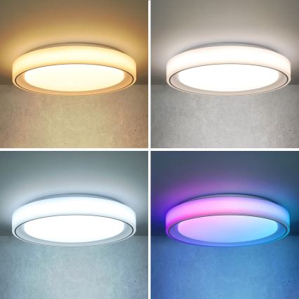 Brilagi - Dimbare LED RGB plafondlamp FLOCO LED/30W/230V 3000-6500K Wi-Fi Tuya + LED/6W + afstandsbediening