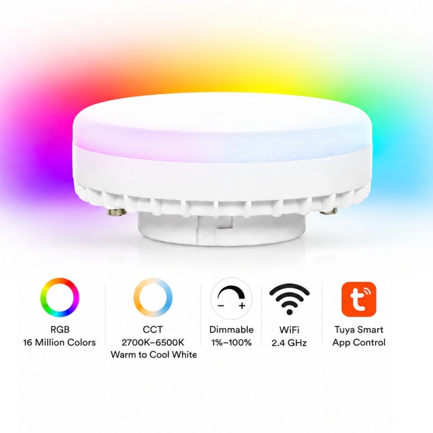Brilagi - Spot mural LED RGB+CCT dimmable STRIPY 1xGX53/14W/230V 2700-6500K Wi-Fi Tuya noir