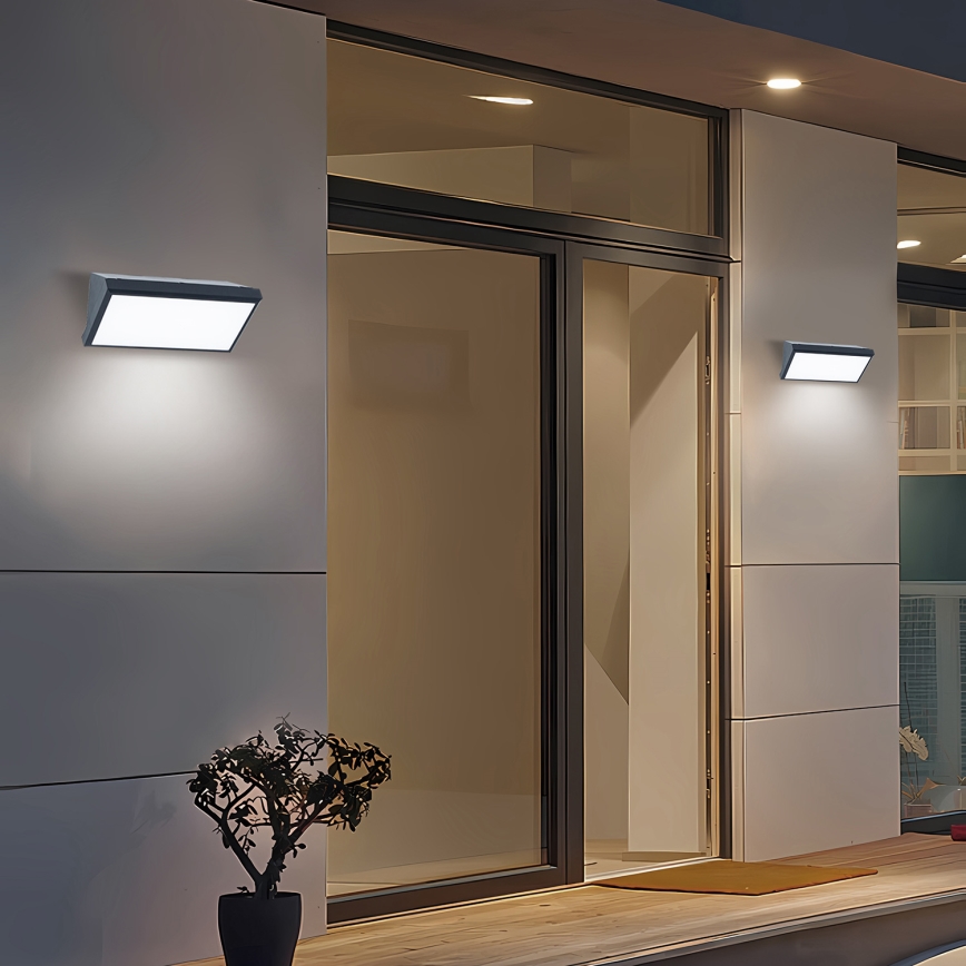 Brilagi - Applique murale d'extérieur LED RGBW à intensité variable TRIANGLE 1xE27/15W/230V 2700-6500K IP65 anthracite