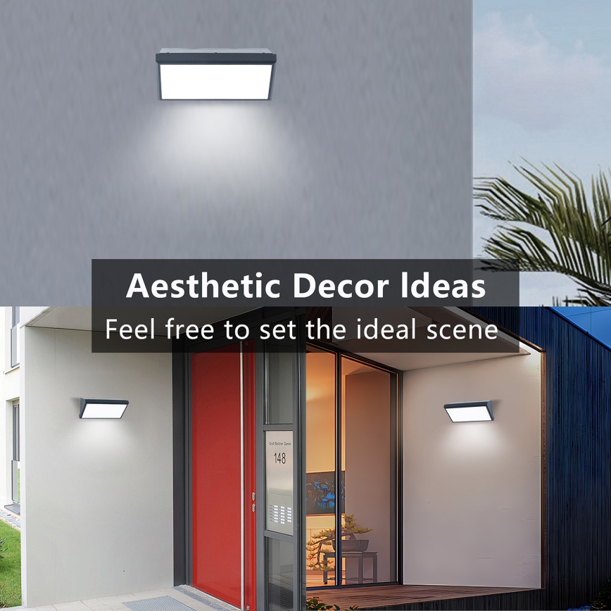 Brilagi - Applique murale d'extérieur LED RGBW à intensité variable TRIANGLE 1xE27/15W/230V 2700-6500K IP65 anthracite