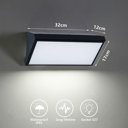 Brilagi - LED RGBW dimbare buitenwandlamp TRIANGLE 1xE27/15W/230V 2700-6500K IP65 zwart