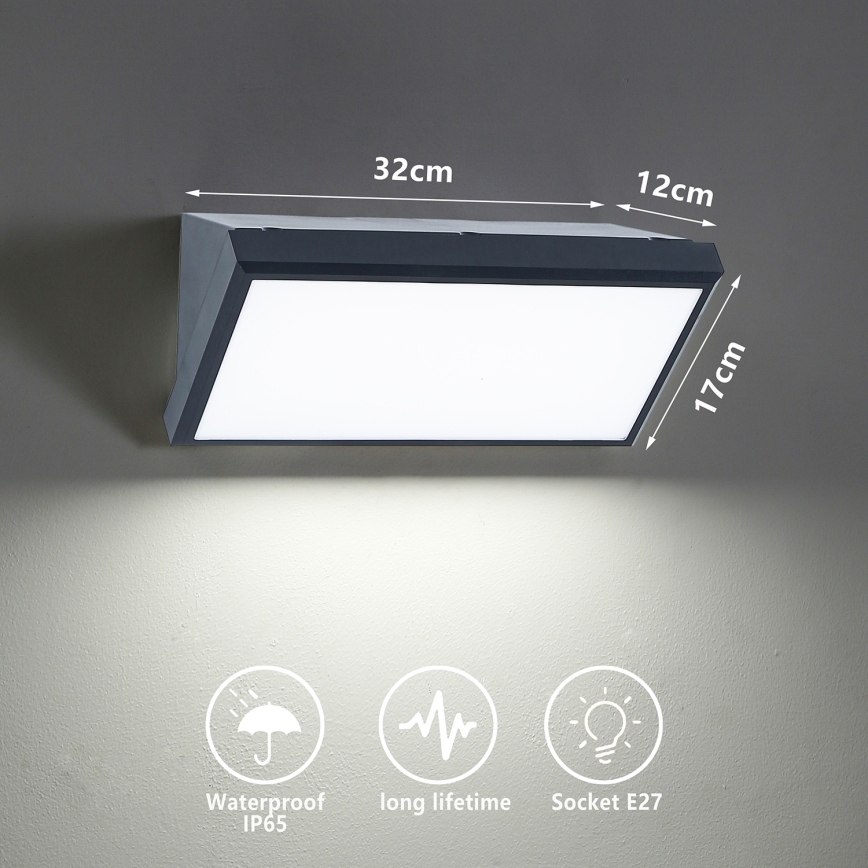 Brilagi - LED RGBW dimbare buitenwandlamp TRIANGLE 1xE27/9W/230V 2700-6500K IP65 antraciet