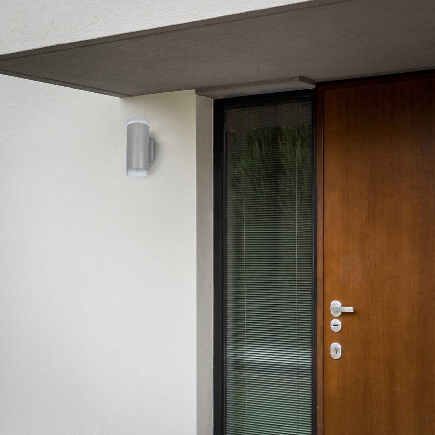 Brilagi - LED RGBW dimbare buitenwandlamp MATERA 2xGU10/4,8W/230V 3000K IP54 grijs + afstandsbediening