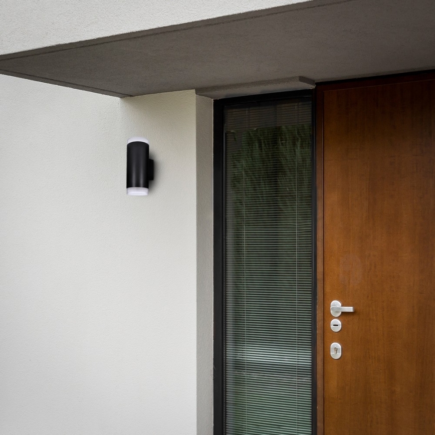 Brilagi - LED RGBW dimbare buitenwandlamp MATERA 2xGU10/4,8W/230V 3000K IP54 zwart + afstandsbediening