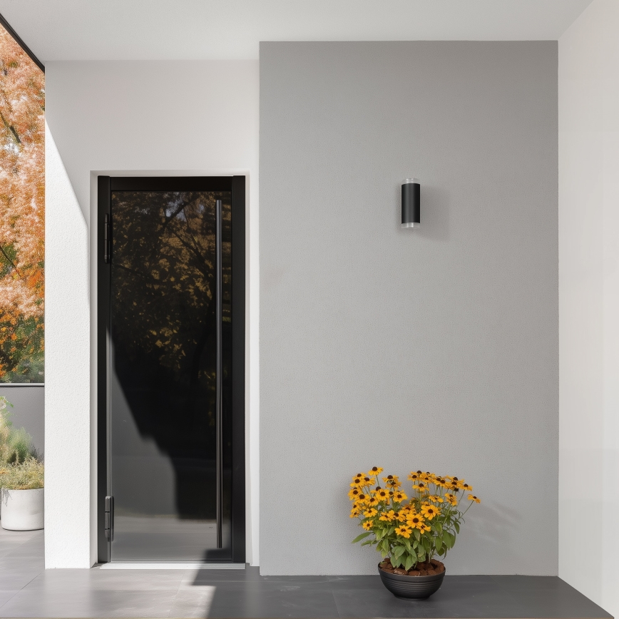 Brilagi - LED RGBW dimbare buitenwandlamp MATERA 2xGU10/6W/230V 3000K IP54 zwart + afstandsbediening