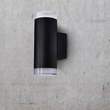 Brilagi - LED RGBW dimbare buitenwandlamp MATERA 2xGU10/6W/230V 3000K IP54 zwart + afstandsbediening